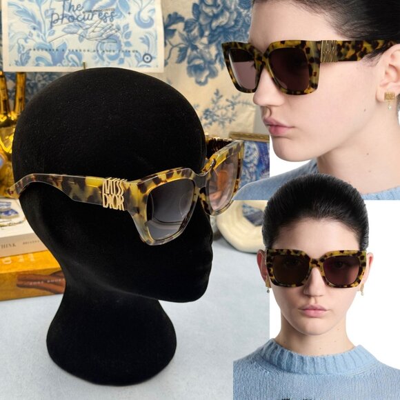 🆕 DIOR 🧿 NWOT MissDior S2I Square Sunglasses, Havana Tortoise & Bordeaux Lens - Picture 1 of 16